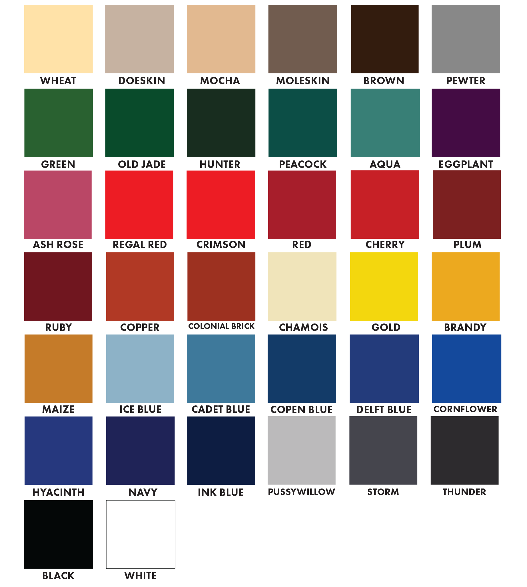 Color Chart | Texas Scenic Company