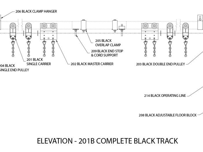 200 Series Black Medium Duty Straight Track